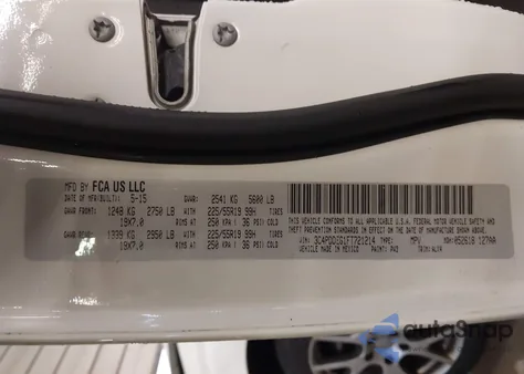 2015 Dodge Journey R/T z USA, uszkodzony, nr VIN 3C4PDDEG1FT721214